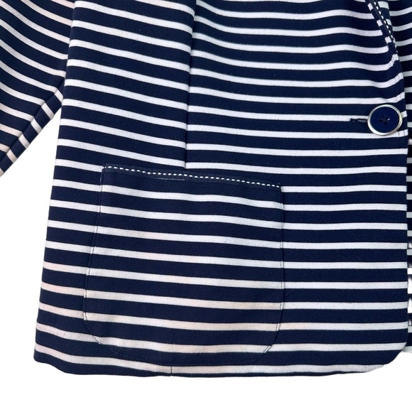 CJ Banks Navy White Stripe Single Button Long Sleeve Notched Lapel Blazer 2X - Picture 5 of 12